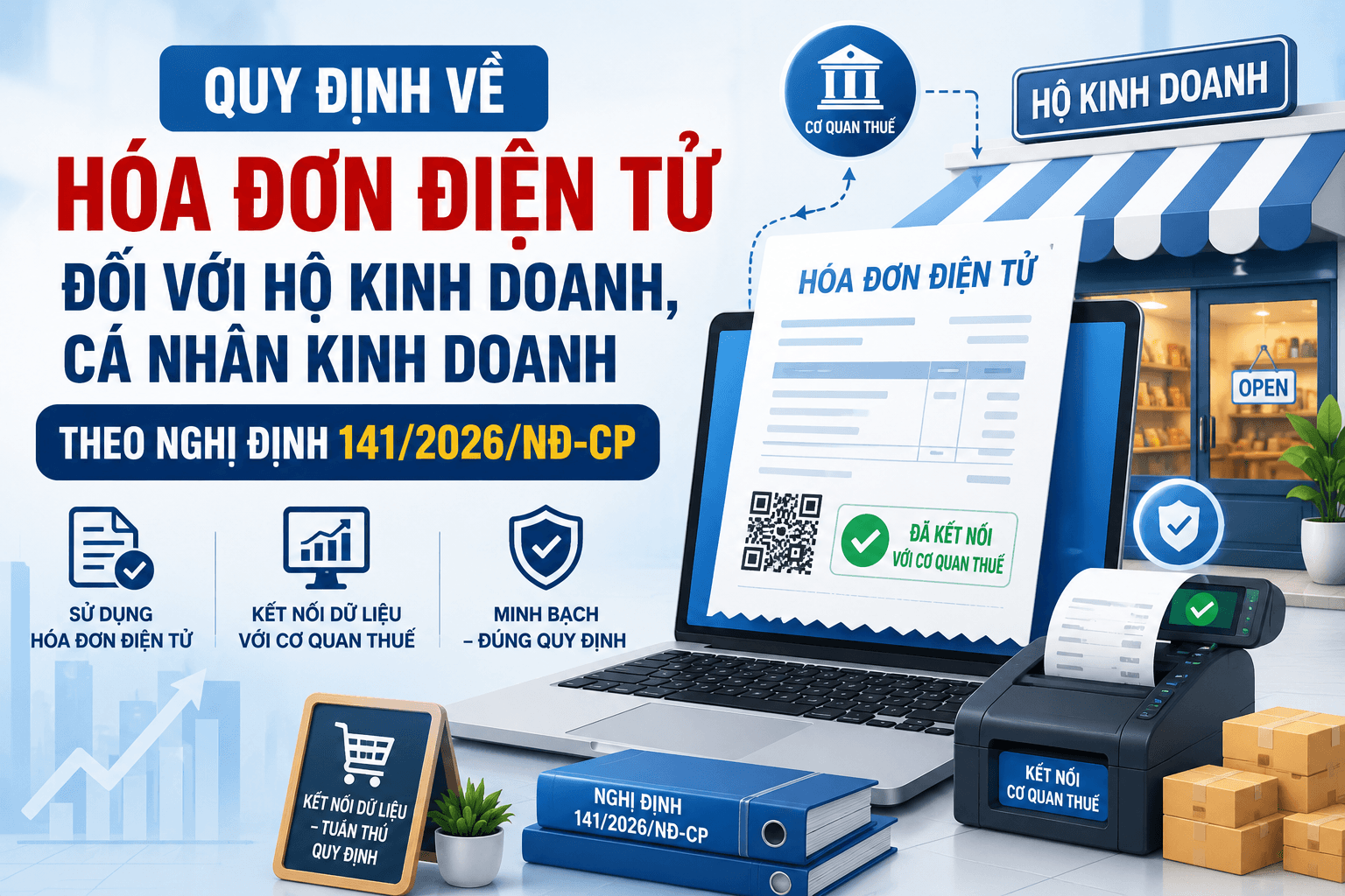 Quy định về hóa đơn điện tử đối với hộ kinh doanh, cá nhân kinh doanh theo Nghị định 141/2026/NĐ-CP